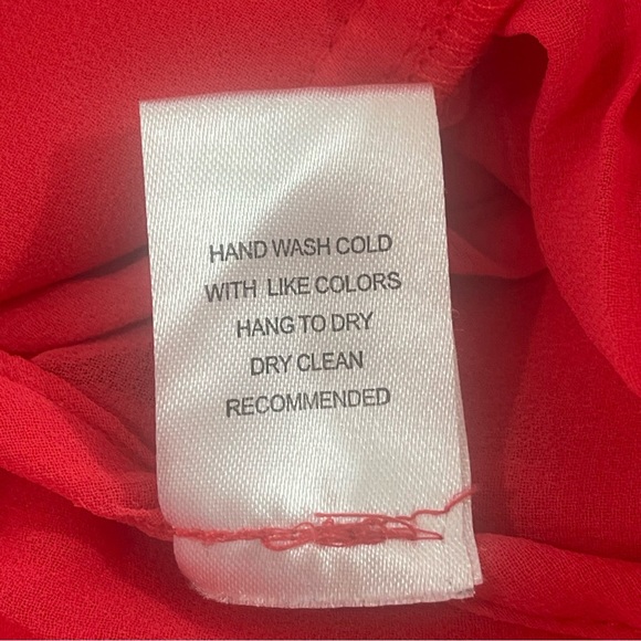 Daniel Rainn Pleated Sheer Batwing Reddish Pink Blouse Medium - Picture 8 of 8